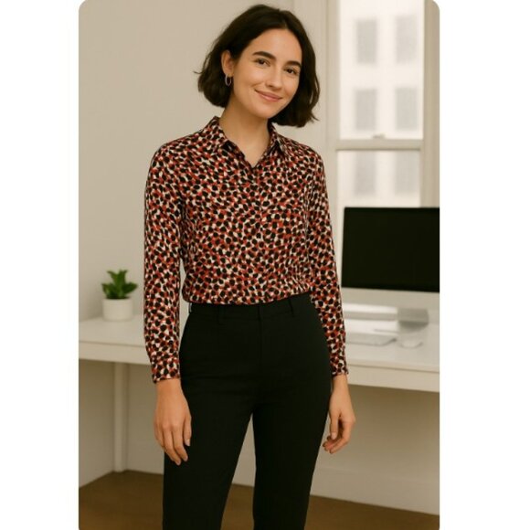 Sanctuary Black & Red Mod Cheetah Print Blouse - Picture 3 of 9